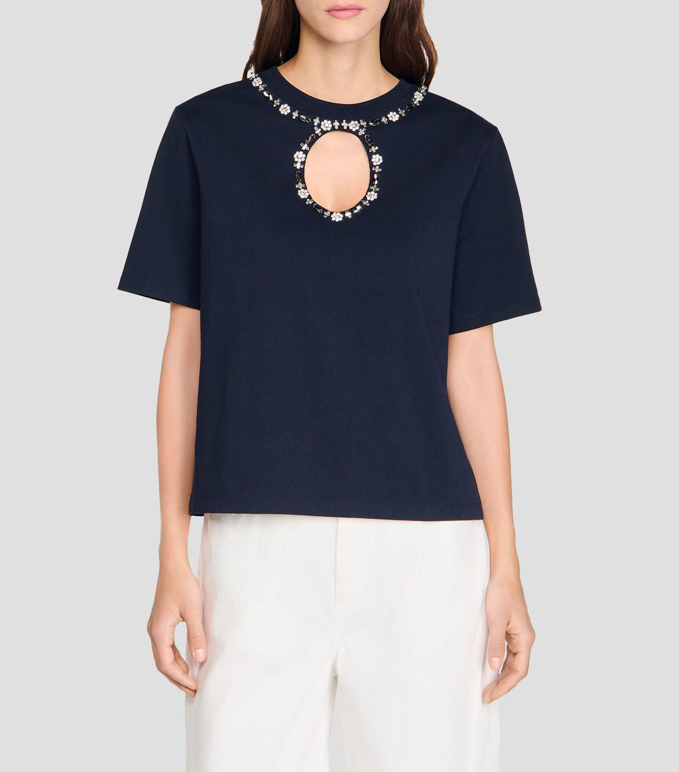 Playera cuello redondo manga corta lisa Mujer